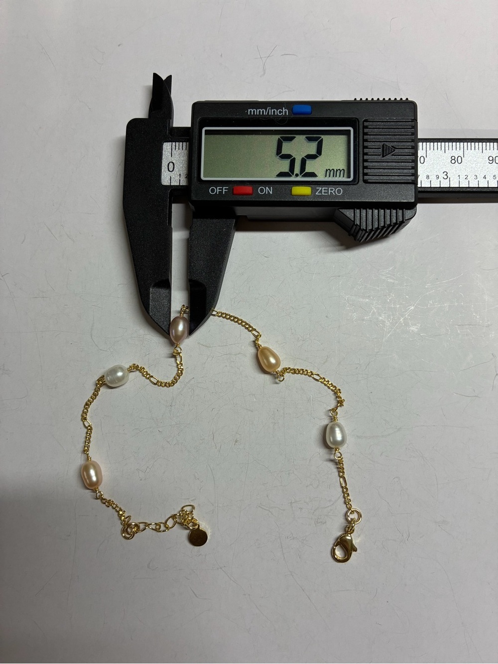 18K Gold Freshwater Pearl Stations Ankle Bracelet - Multicolor - Picture 4 of 5